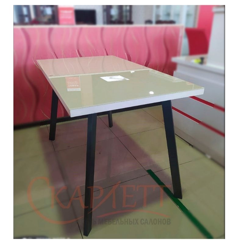 ФИН стол раздвижной со стеклом (кремовый/графит)